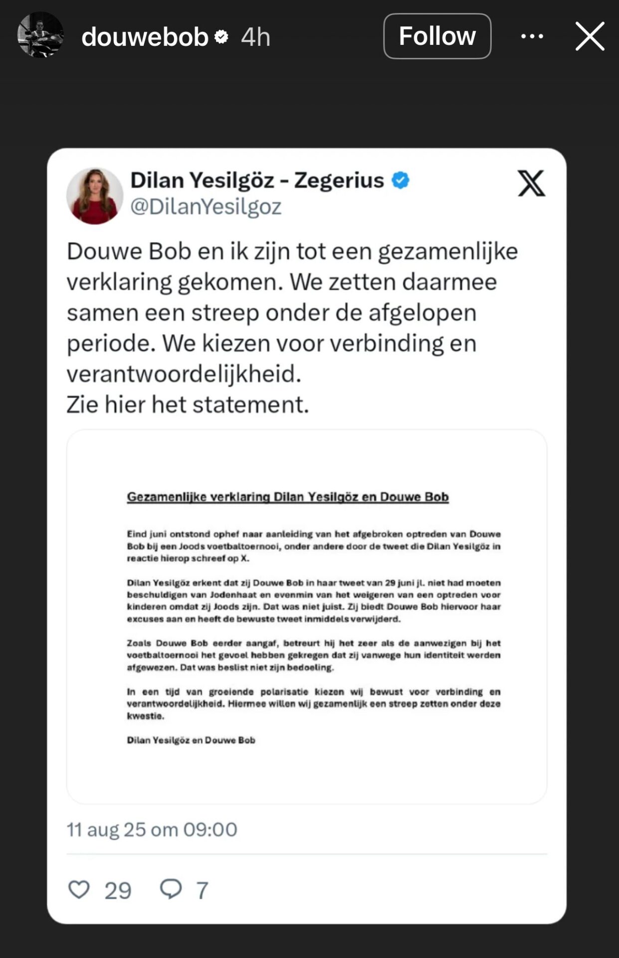 Dilan Yesilgöz apologize